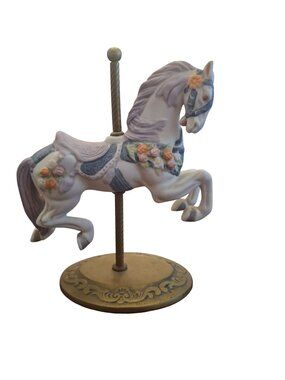 Willitts Carousel Horse Figurine 1987 Porcelain Brass Stand #7173 Japan VTG